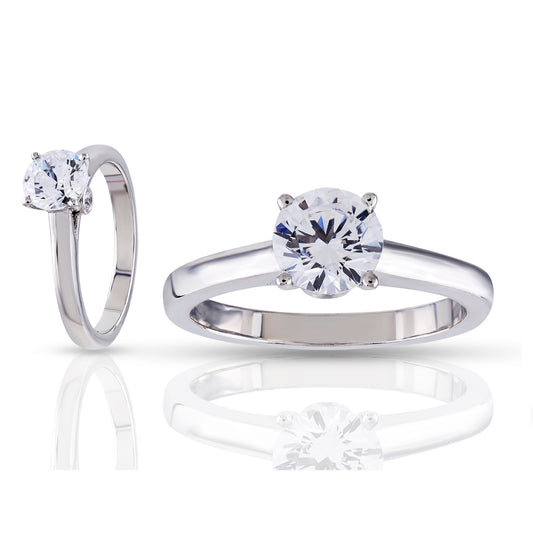 925 Silver Cz Round Diamond Ring 6.47 mm