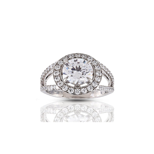 925 Silver Cz Round Diamond Ring 13.6 mm