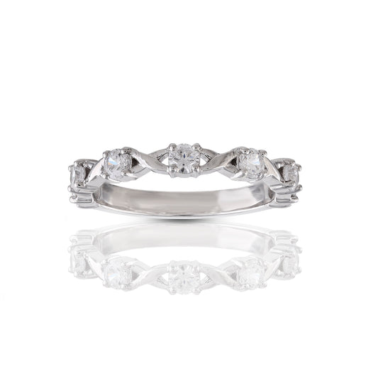 925 Silver CZ Round Diamond Anniversary Band Ring