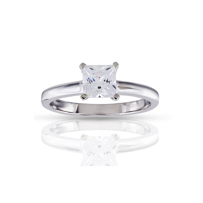 925 Silver Cz Princess cut Diamond Ring 5mm
