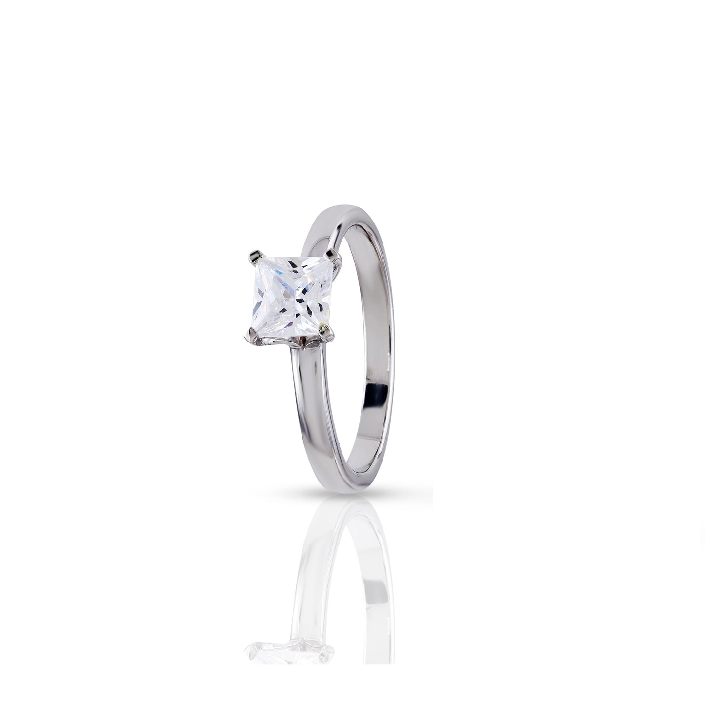 925 Silver Cz Princess cut Diamond Ring 5mm