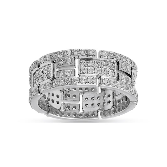 925 Silver Cz Round Diamond Panther Link Ring