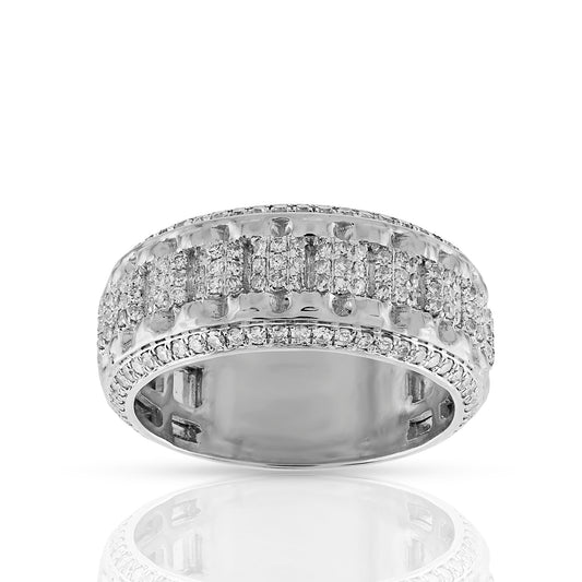925 Silver Cz Diamond 8.55 MM Band Ring For Men's