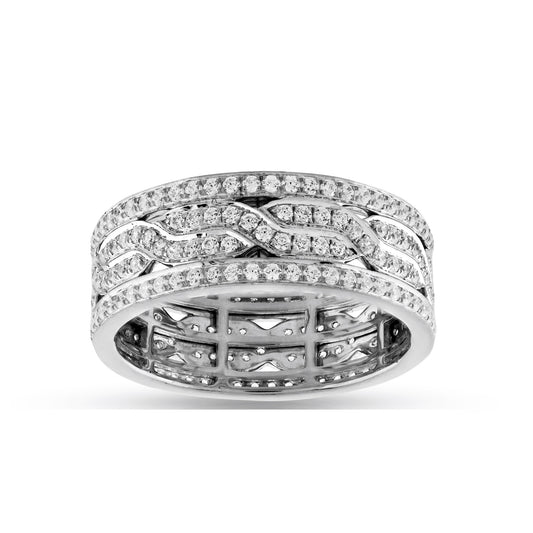 925 Silver Cz Diamond Twisted Layer Iternity Band Ring For Men's