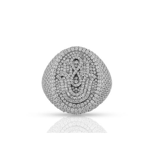 925 Silver CZ Round Diamond Hamsa Ring