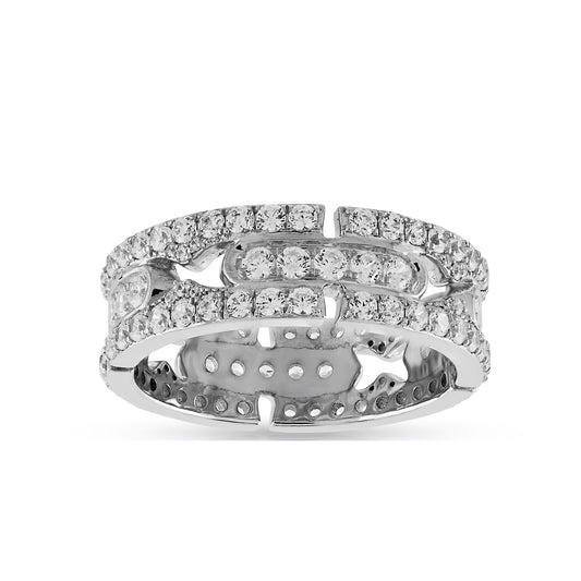 925 Silver Cz Diamond 7.5mm Band Ring For Men's