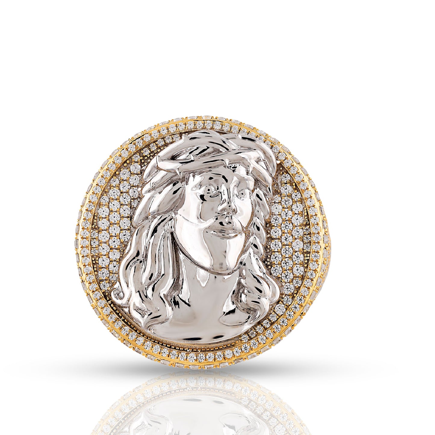 Large Jesus Face Diamond Medallion Ring By Truth Jewel