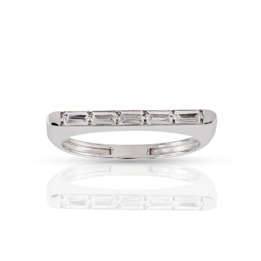 925 Silver Cubic zirconia Baguette Diamond Ring