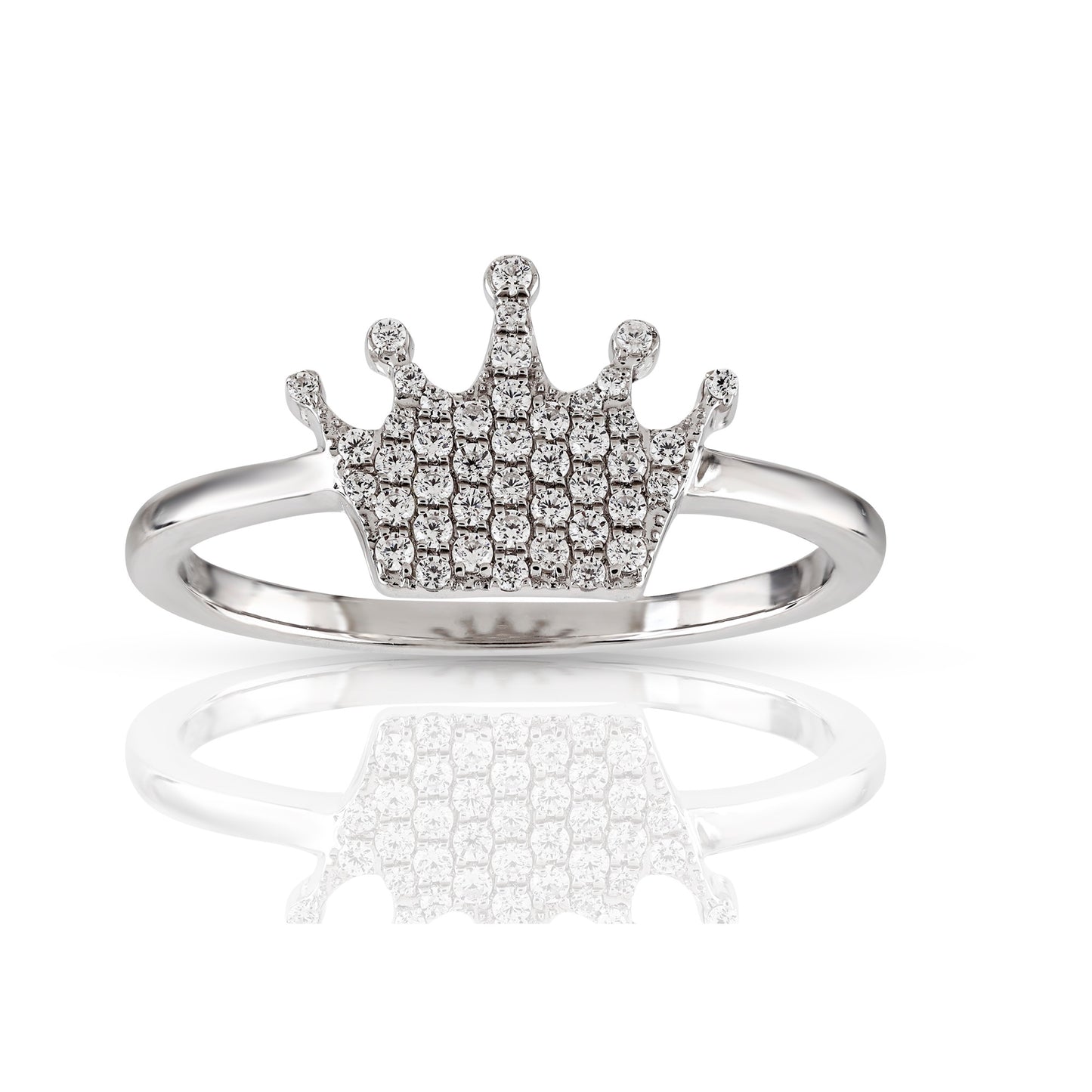 925 Silver CZ Round Diamond  King Crown Ring