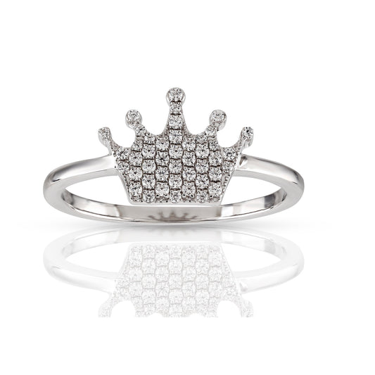 925 Silver CZ Round Diamond  King Crown Ring