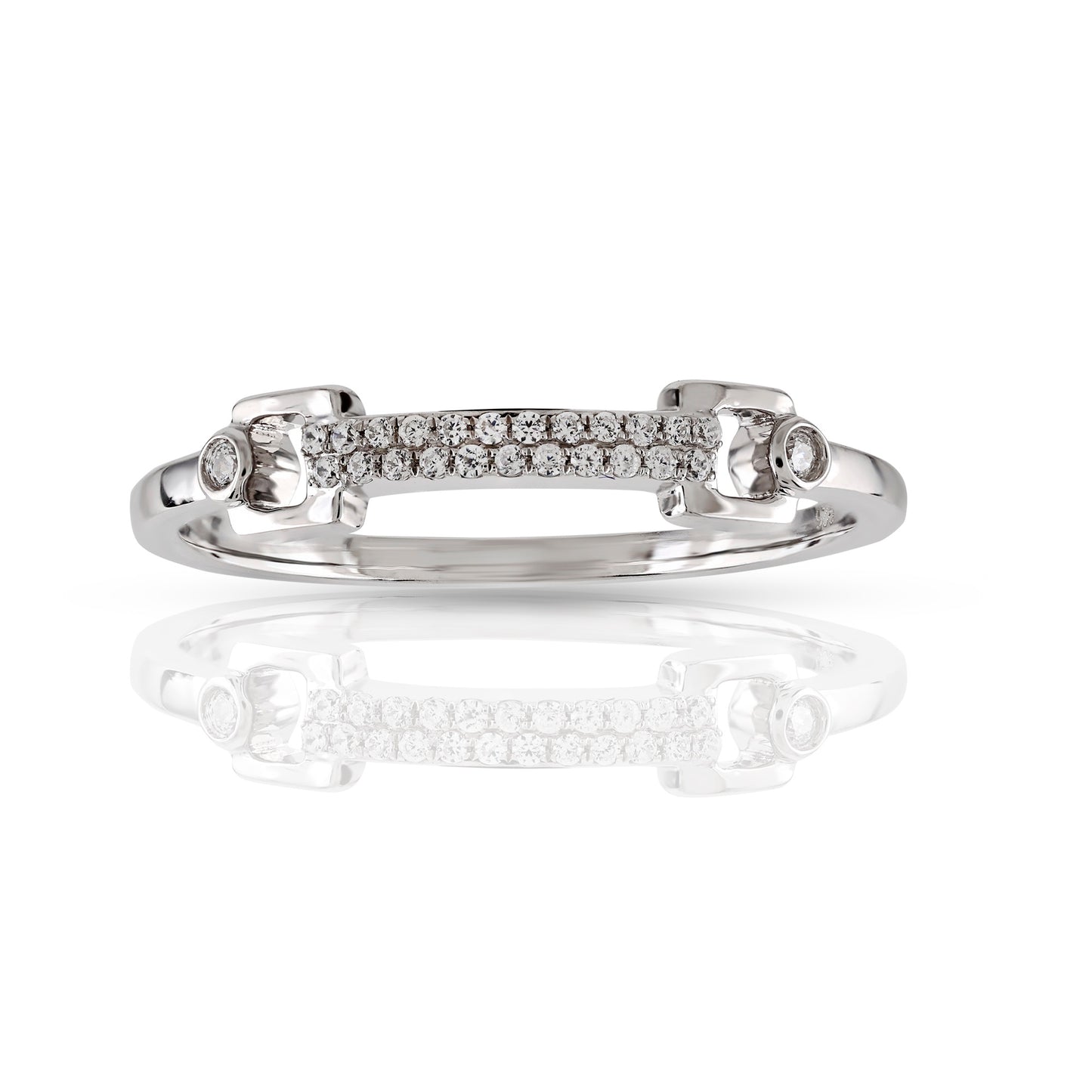 925 Silver CZ Round Diamond Ring 0.12 ct
