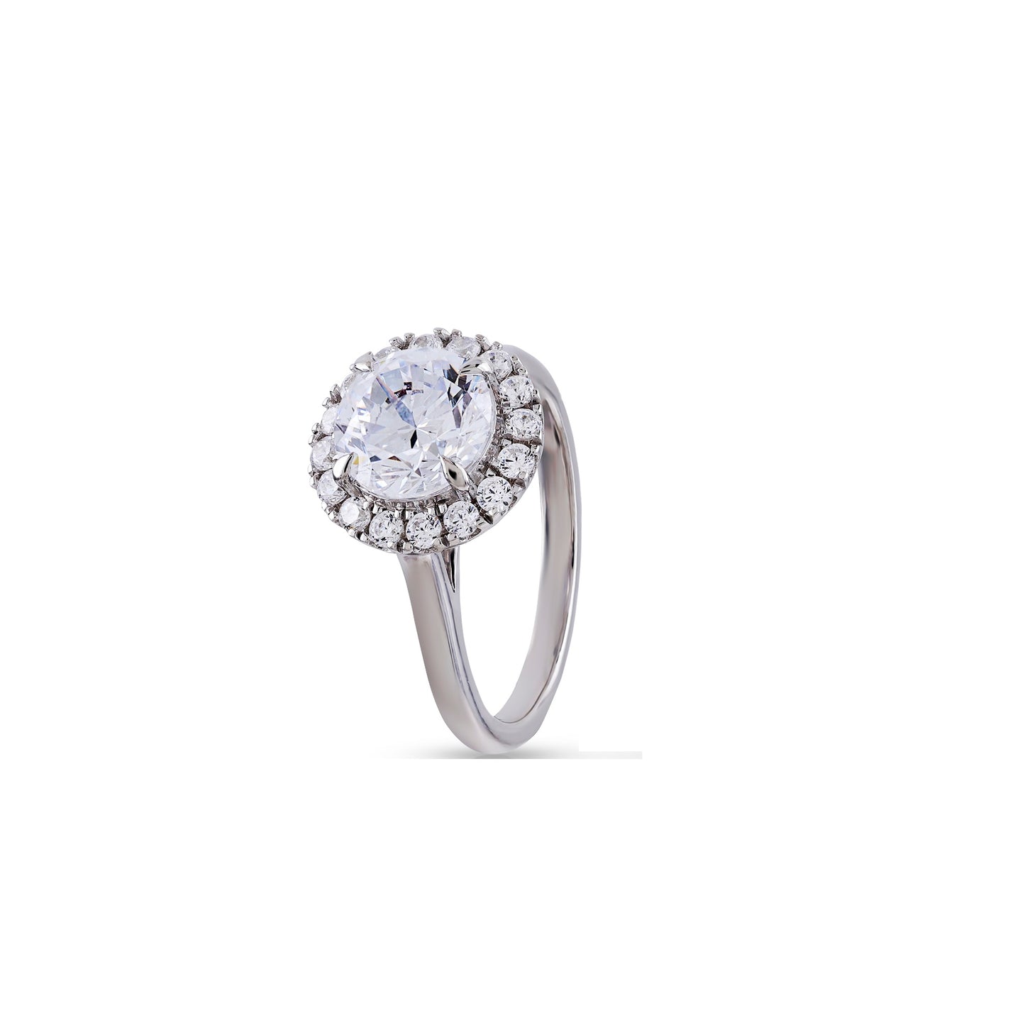 925 Silver Cz Round Diamond Halo Ring For Engagement