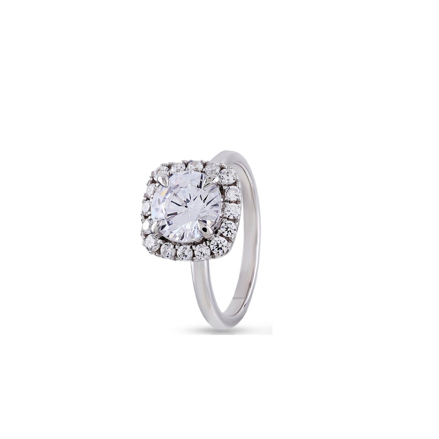925 Silver Cz Diamond Halo Engagement Ring