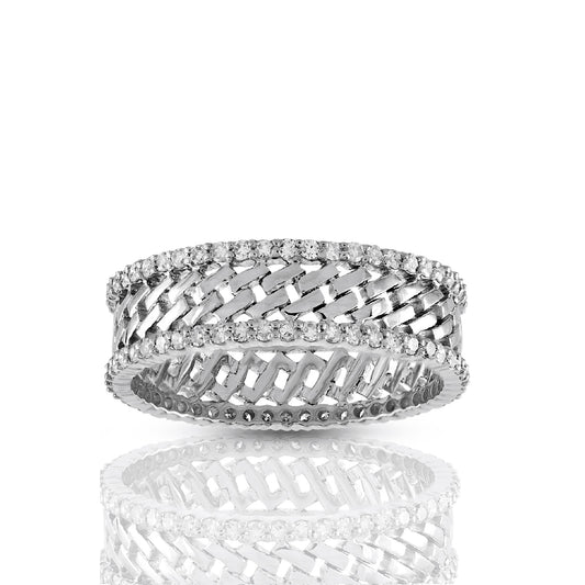 925 Silver Cz Diamond 5.9mm Men's Cuban Ring