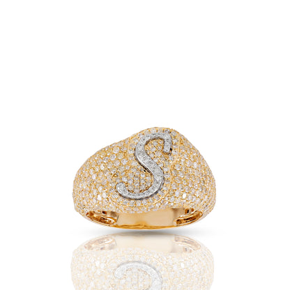 Initial Letter Statement Ring with Diamond Pave By Truth Jewel