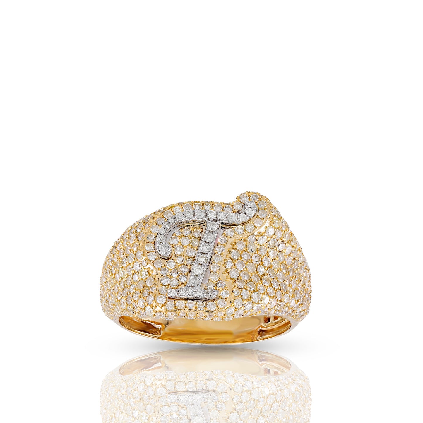Initial Letter Statement Ring with Diamond Pave By Truth Jewel