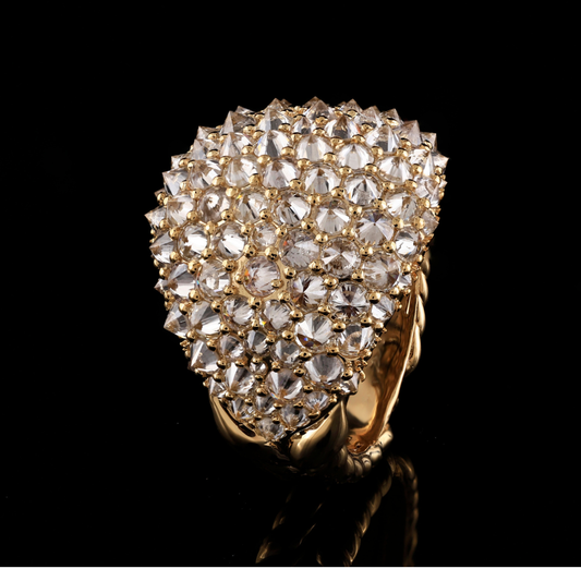 White Gold Diamond Cluster Cocktail Ring | Multi Round Pavé Statement Ring