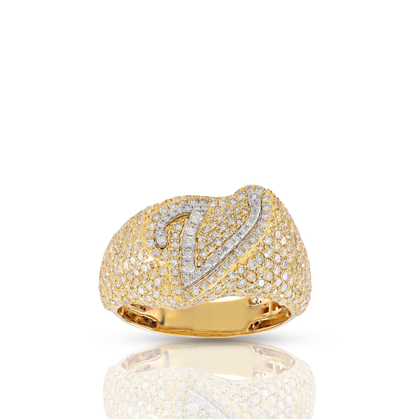 Initial Letter Statement Ring with Diamond Pave By Truth Jewel
