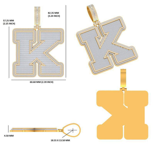 Yellow Gold 'K' Letter Pendant