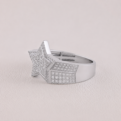 Iced-Out Men’s Star Ring with 0.53CT Diamond