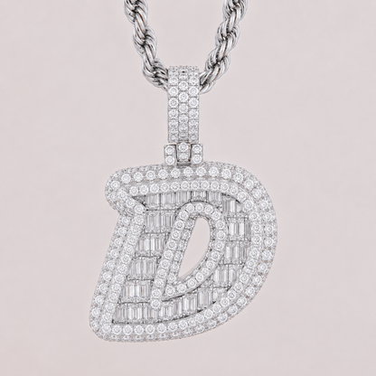 Initial Pendant with 2.2CT Emerald cut Diamond