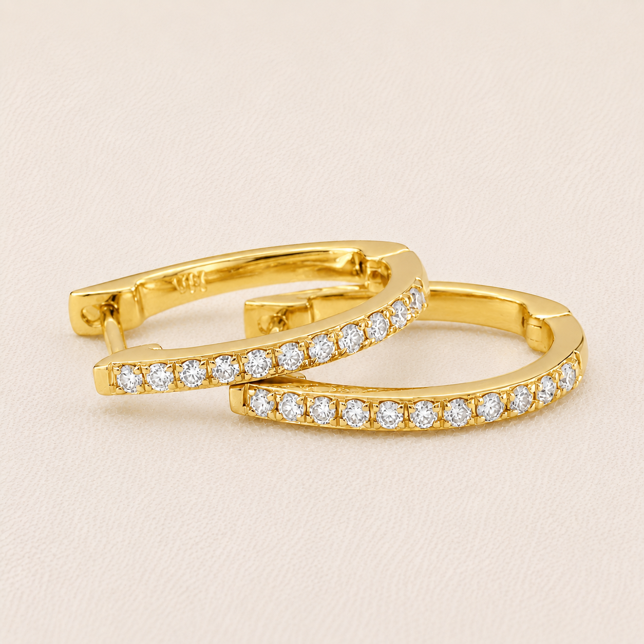 Round Diamond Huggie Hoop Earrings For Women's