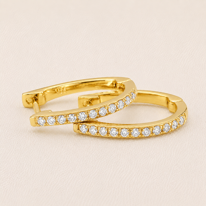 Round Diamond Huggie Hoop Earrings For Women's