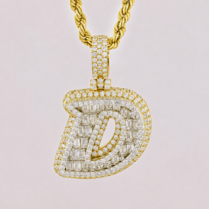 Initial Pendant with 2.2CT Emerald cut Diamond