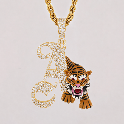 Custom Tiger Initial A Diamond Pendant with 1.5CTW