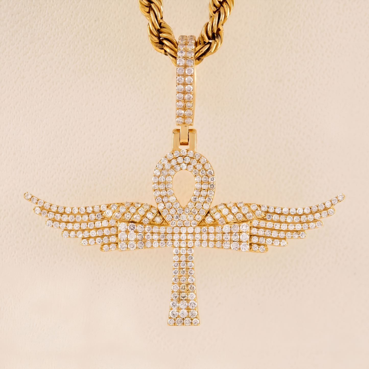 Yellow gold ankh cross pendant