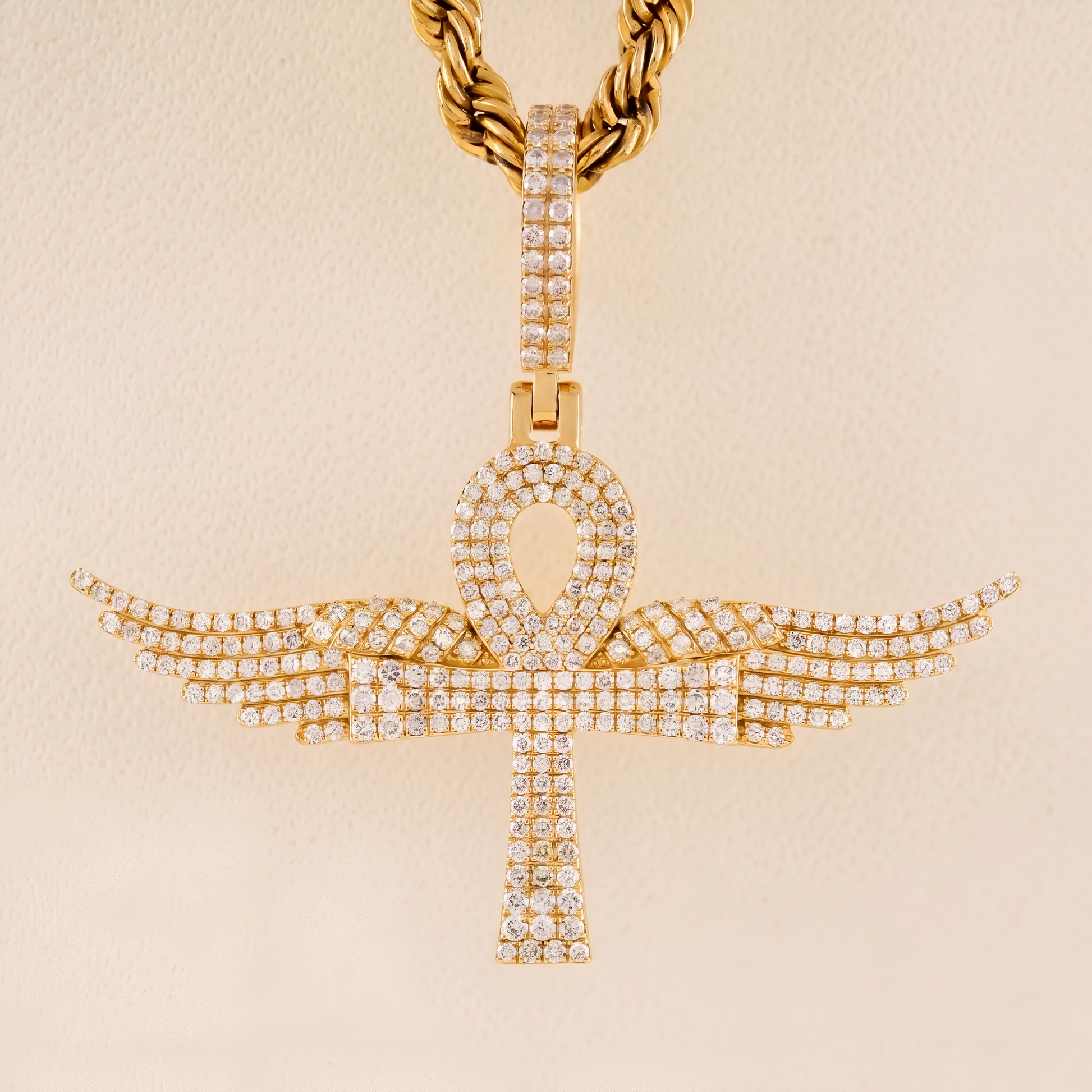 Yellow gold ankh cross pendant