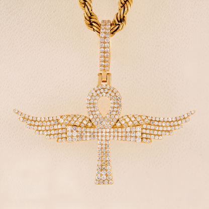 Yellow gold ankh cross pendant
