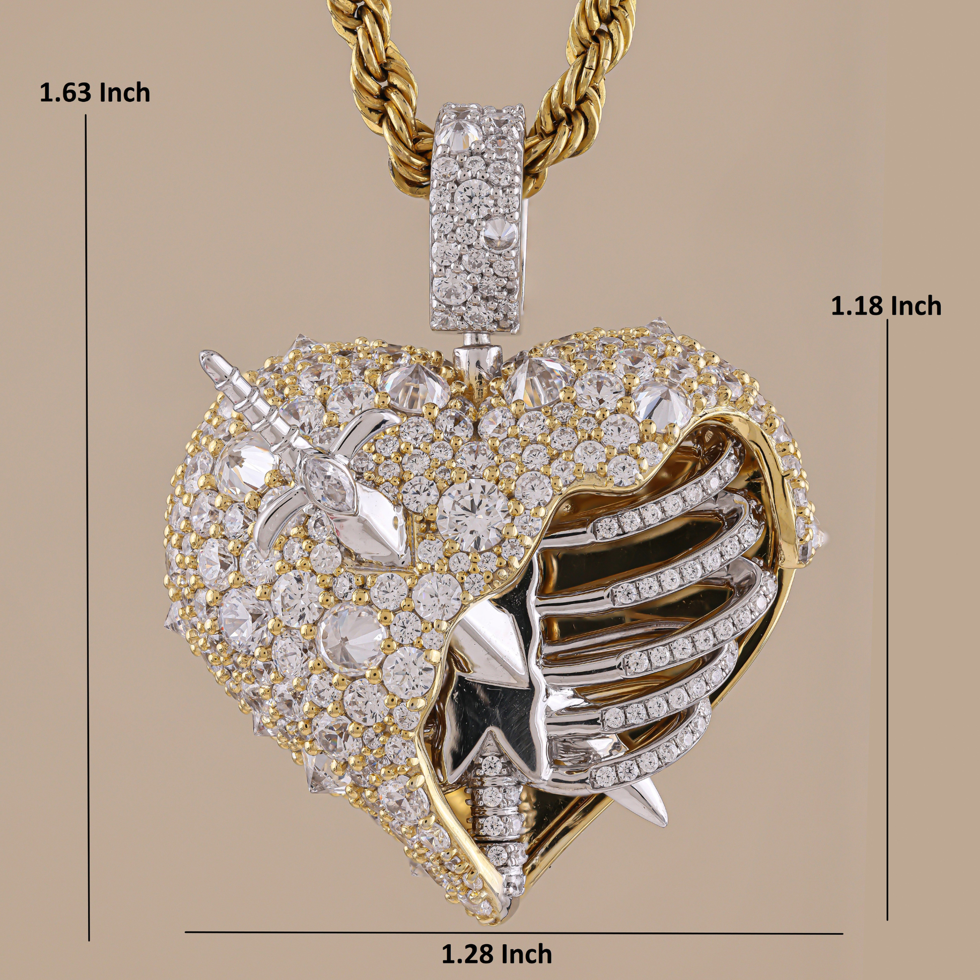 broken heart iced out pendant
