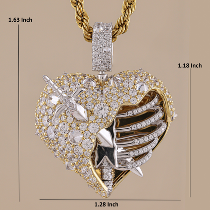 broken heart iced out pendant
