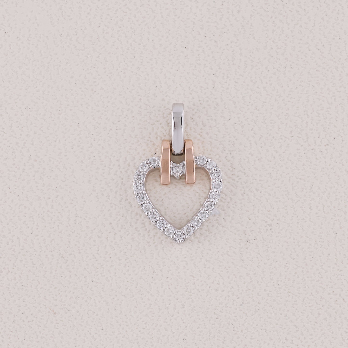 Two Tone lab diamond heart pendant