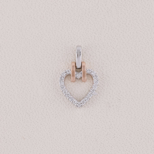 Two Tone lab diamond heart pendant