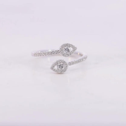 0.40CT Pear Halo Bypass Diamond Ring in Gold