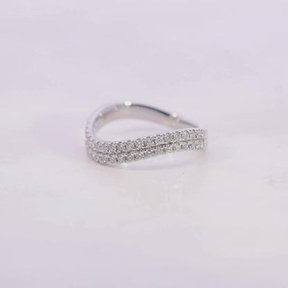 0.40CT Curved Double Row Diamond Band Ring in Gold
