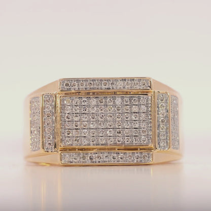 Gold ring with diamond accents on a light gray background Video
