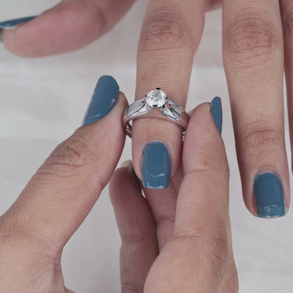 Diamond Pointer Solitaire Engagement Ring for Women