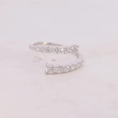 1.0CT Two-Row Wrap Bypass Diamond Ring in Gold