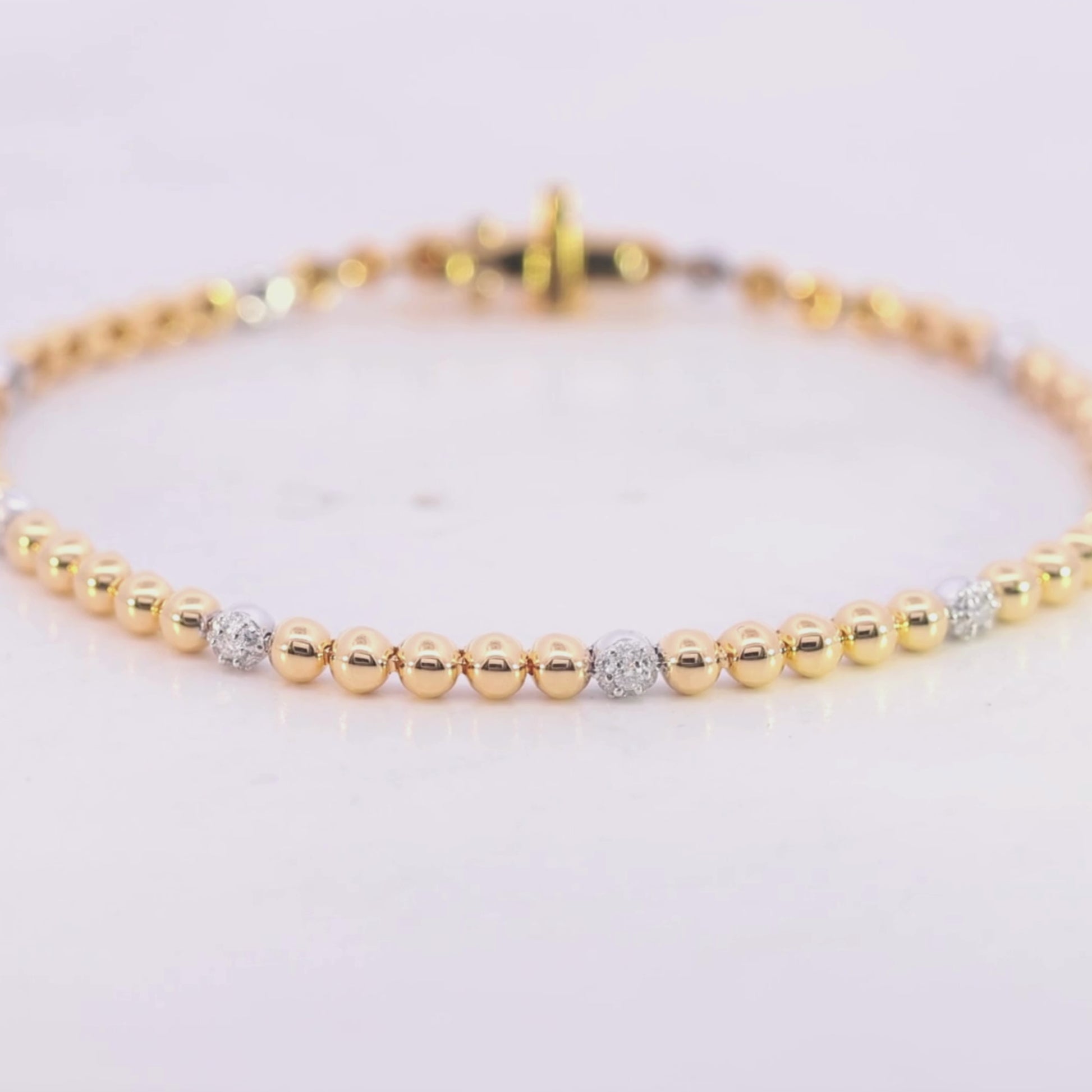 14KT Gold Natural Diamond Beaded Bracelet (0.5 CTW) video
