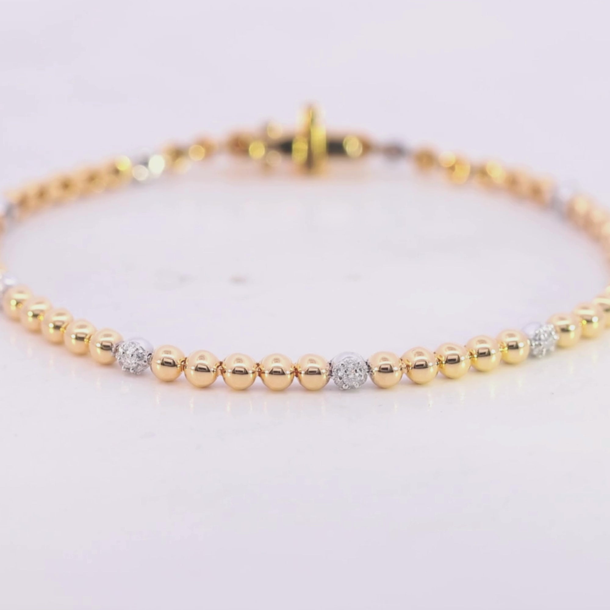 14KT Gold Natural Diamond Beaded Bracelet (0.5 CTW) video