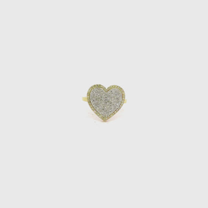 Yellow Gold White Diamond Heart Ring by Truth Jewel