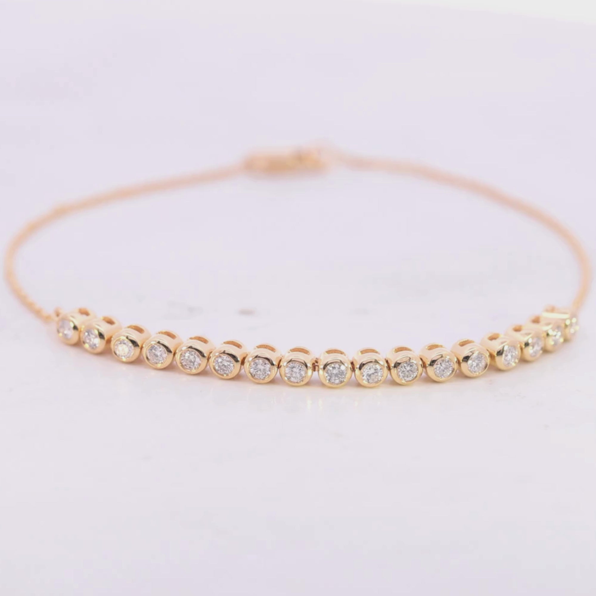 14KT Gold Bezel Set Natural Diamond Tennis Bracelet (0.45 CTW) Video