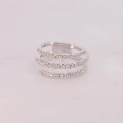 0.60CT Triple Row Diamond Wrap Ring in Gold