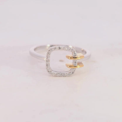 Two-Tone Gold Diamond Link Ring with 0.16 CTW Natural Diamonds