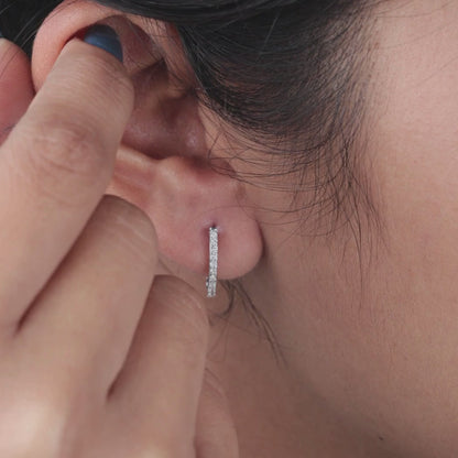 Round Diamond Huggie Hoop Earrings For Women's