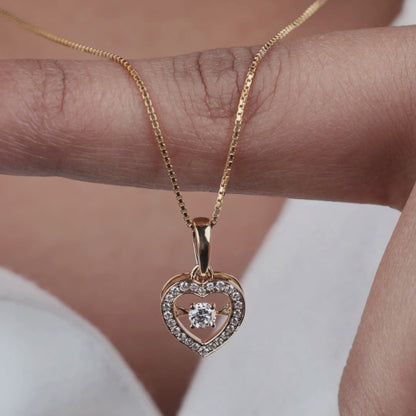 Floating Diamond Heart Pendant Necklace in Gold