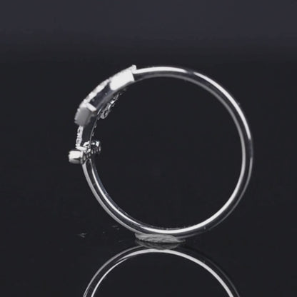 925 Silver Anchor Shape Ring with 0.26CT CZ Round Diamond